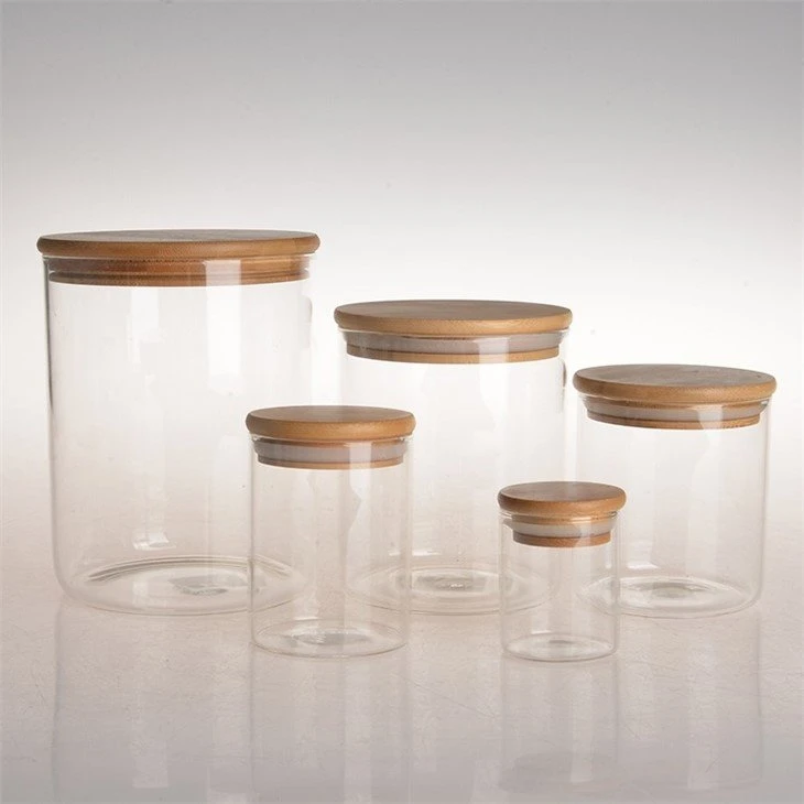 glass stacking jar with bamboo lid 1
