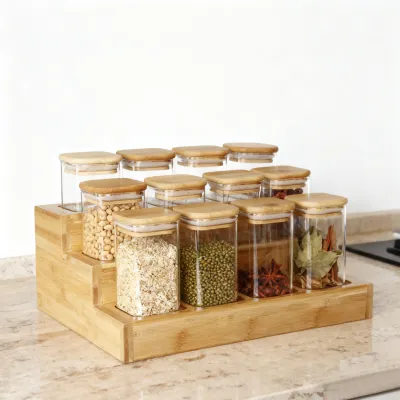 12-পিস স্কয়ার গ্লাস ক্যানিস্টার সেট