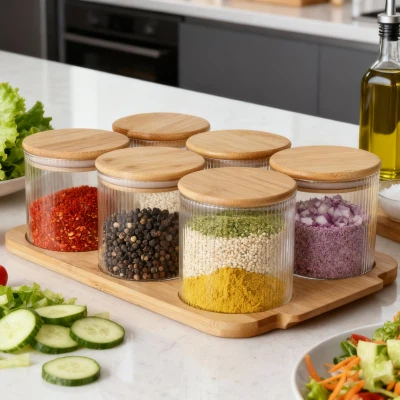 750ml গোলাকার কাচের ক্যানিস্টার সেট